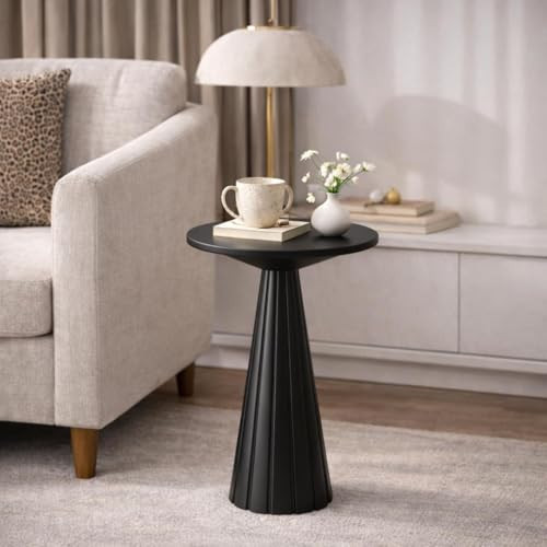 COZAYH Rustic Pedestal End Table, Farmhouse Round Martini Table Wood Plant Stand Drink Table for Small Space Living Room, Bedroom, Black | Amazon (US)