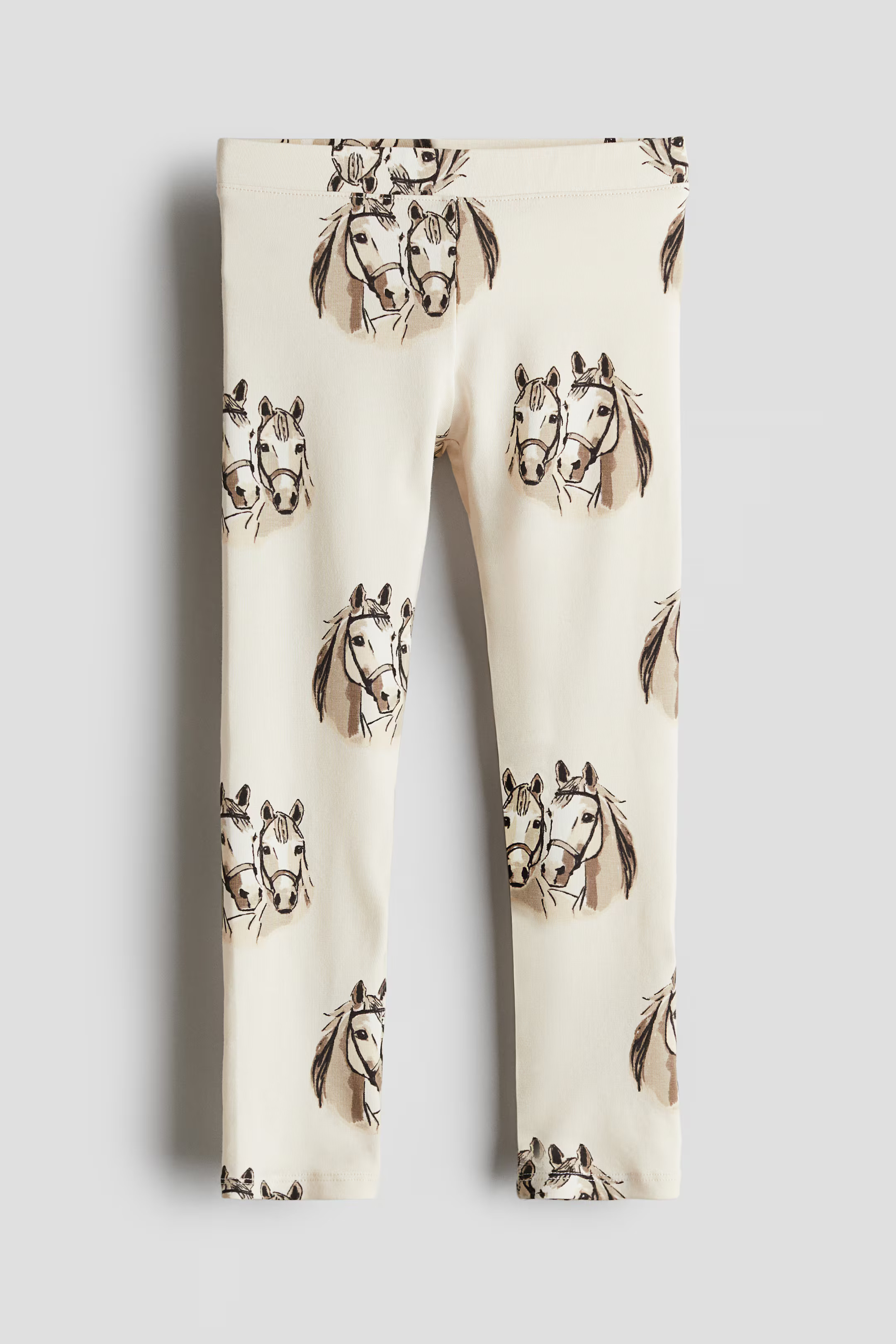 Printed Jersey Leggings - Light beige/horses - Kids | H&M CA | H&M (US + CA)