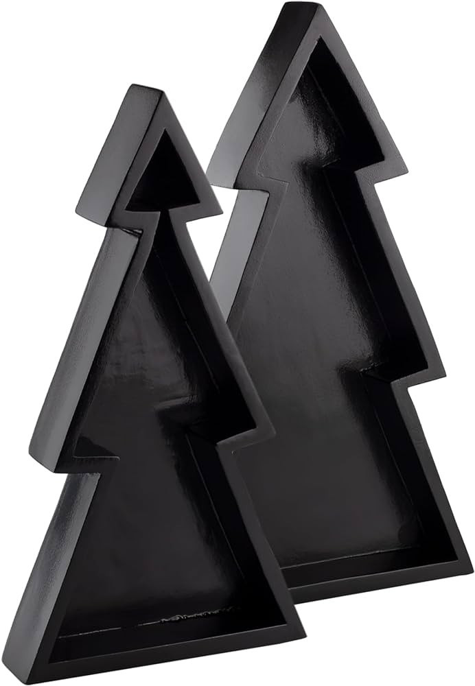 AuldHome Wooden Christmas Tree Trays (Nested Set of 2, Black), Rustic Farmhouse Style Holiday Chr... | Amazon (US)