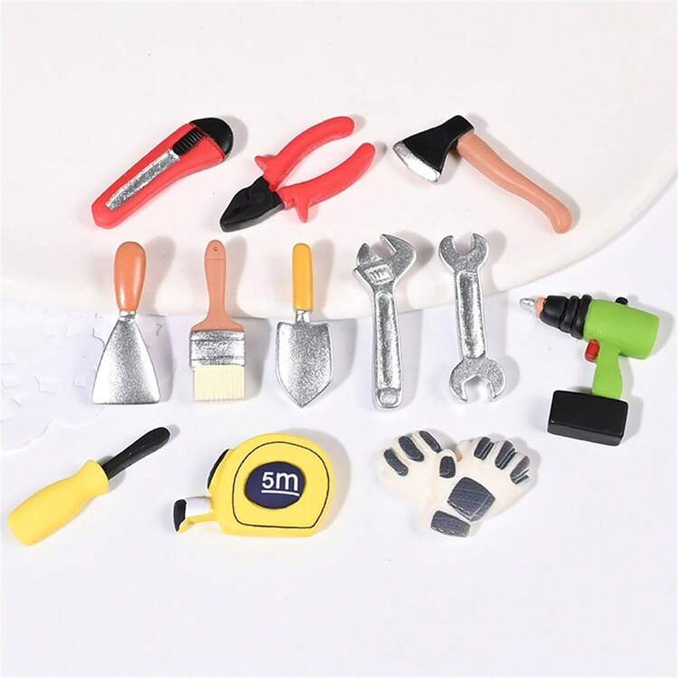 Mini Dollhouse Miniature Repair Tool Model Tool Box Resin Accessories Realistic Pliers Knife, Dollhouse Accessories, DIY Materials, Phone DIY Decorations, Scene Decorations, Desktop Mini Ornaments | SHEIN