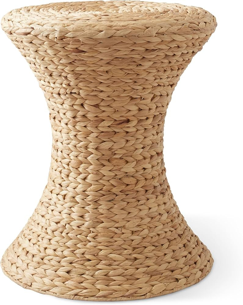 Casafield Hourglass Side Table, Natural, Water Hyacinth Round End Table, Boho Woven Wicker Accent... | Amazon (US)