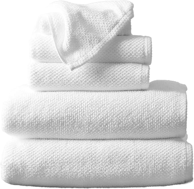 White Bath Towels - 100% Cotton 6 Piece Towel Set - 2 Bath Towels, 2 Hand Towels, 2 Washcloths - ... | Amazon (US)