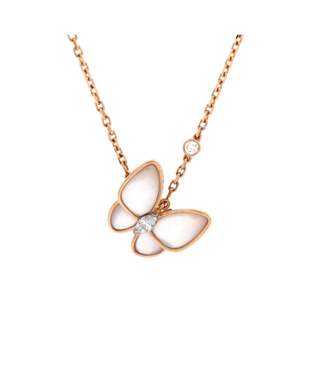Pre-Owned Van Cleef & Arpels Two Butterfly Pendant Necklace - 18k rose gold | Macy's