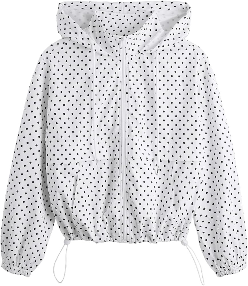 Verdusa Women's Zip Up Lightweight Windbreaker Jacket Sport Casual Workout Hoodie Outerwear with ... | Amazon (US)