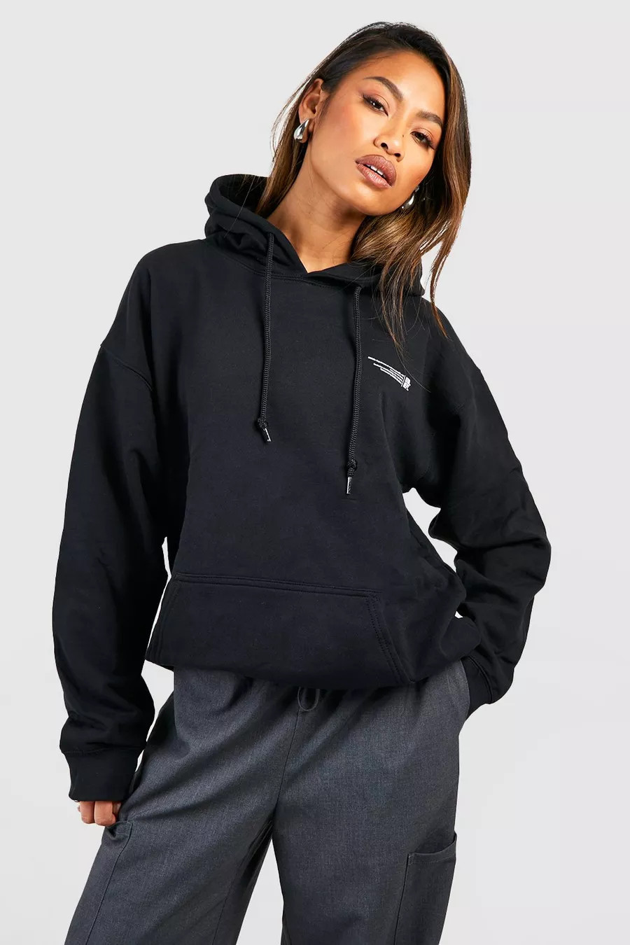 Black Text Print Slogan Print Oversized Hoodie | Boohoo.com (UK & IE)