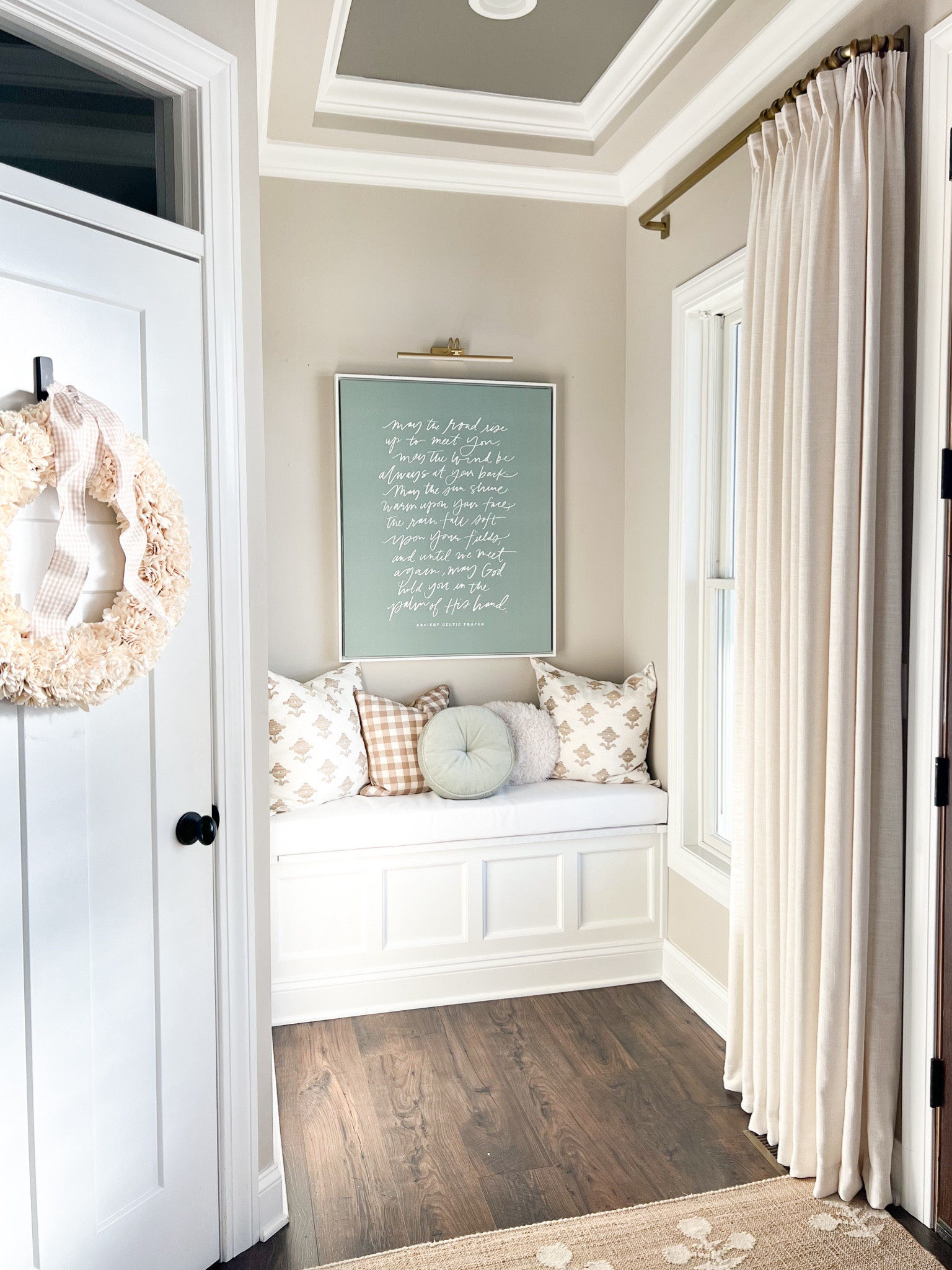 Amazon curtains! Here are the details for these: 
•Liz Linen Drape
•Color: Ivory White
•Header: Triple Pleat 
•Liner: Privacy 
•Panel Width: 40” 
•Panel Length: 101”

Also linking the curtain rod, artwork and more  


#LTKhome