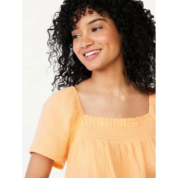 Joyspun Women's Puff Sleeve Gauze Sleep Top, Sizes S to 3X | Walmart (US)