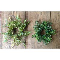 2 Pc Tiny Boxwood Napkin Ring Holders, Mini Wreath, Wreath | Etsy (US)