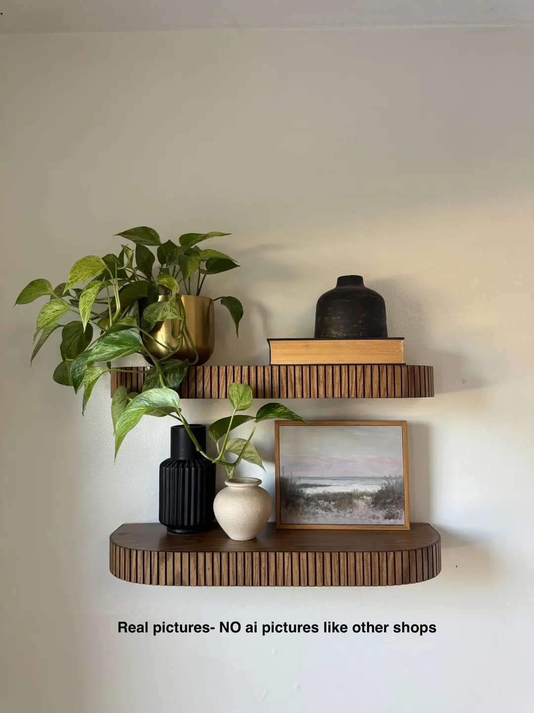 Custom SOLID Wood Rounded Fluted Floating Shelf - Etsy | Etsy (US)