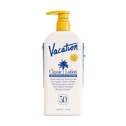 Vacation Classic Lotion SPF 50 Sun Jug, Broad Spectrum Bulk Sunscreen SPF 50, Water Resistant Sunblock, Suntan Lotion with Pump, Vegan, Family-Size, 20 Fl. Oz. | Amazon (US)