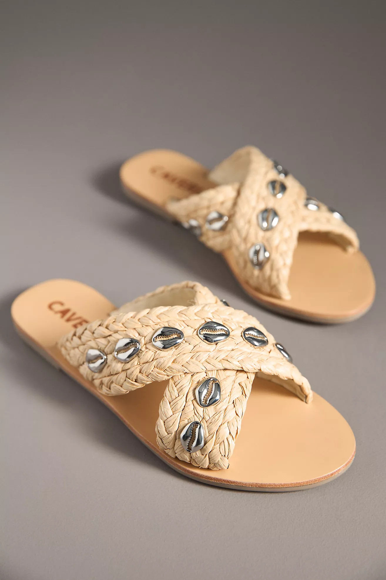 CAVERLEY Jenkin Embellished Shell Slide Sandals | Anthropologie (US)