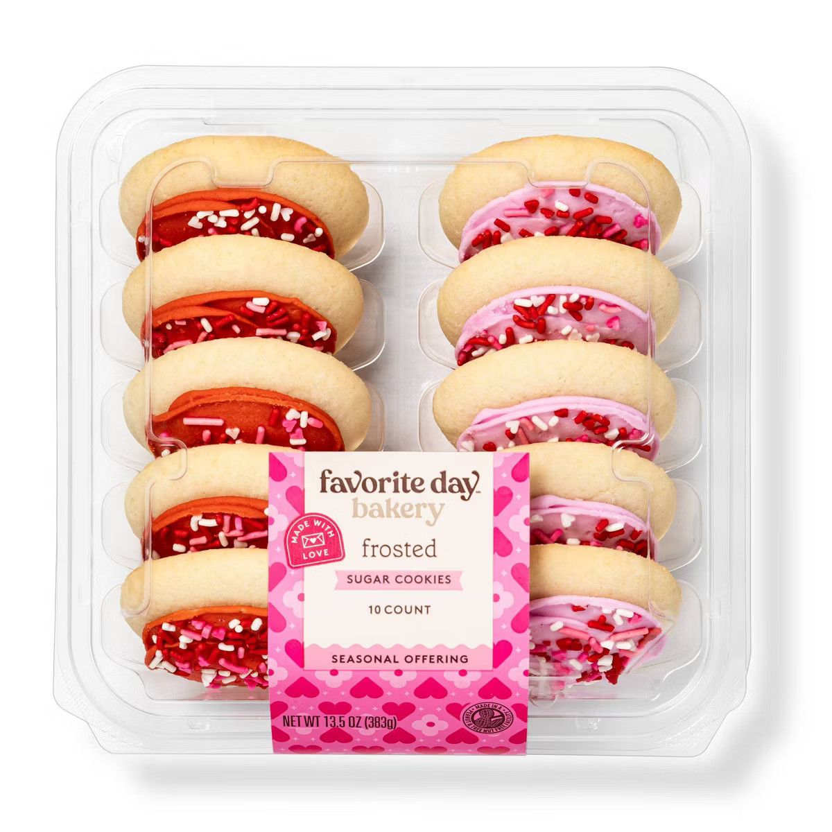 Valentine's Day Pink & Red Frosted Cookies - 13.5oz/10ct - Favorite Day™ | Target