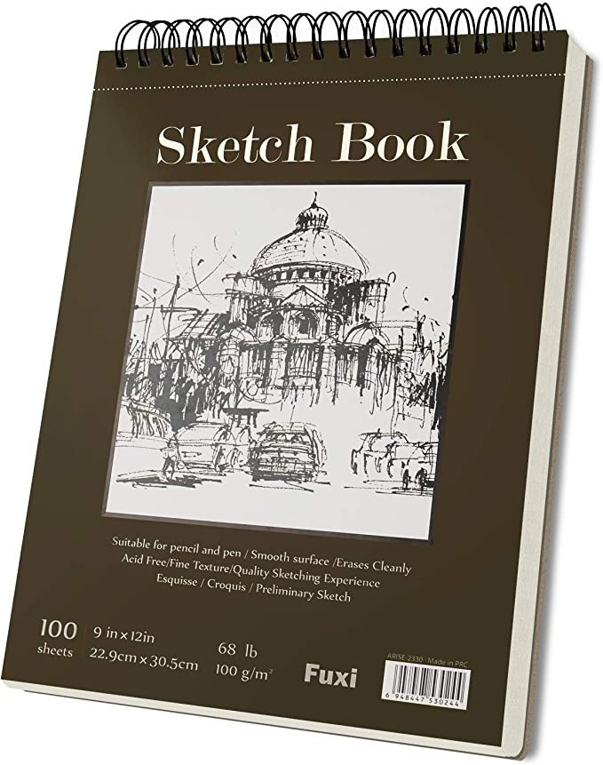 9 x 12 inches Sketch Book, Top Spiral Bound Sketch Pad, 1 Pack 100-Sheets (68lb/100gsm), Acid Fre... | Amazon (US)