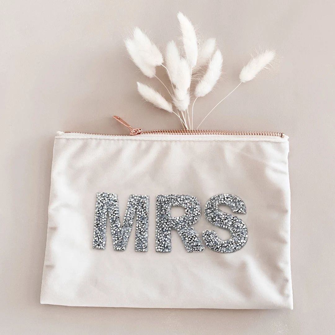 Sparkly Mrs Makeup Bag Velvet Cosmetic Bag for Her Bride - Etsy | Etsy (US)