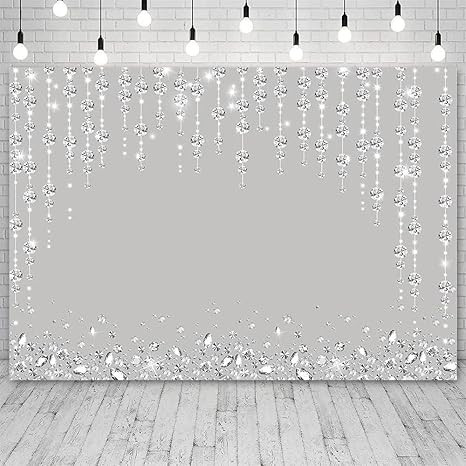 SENDY 7x5ft Silver Party Backdrop Glitter Diamond Birthday Photography Background Adult Women Bri... | Amazon (US)