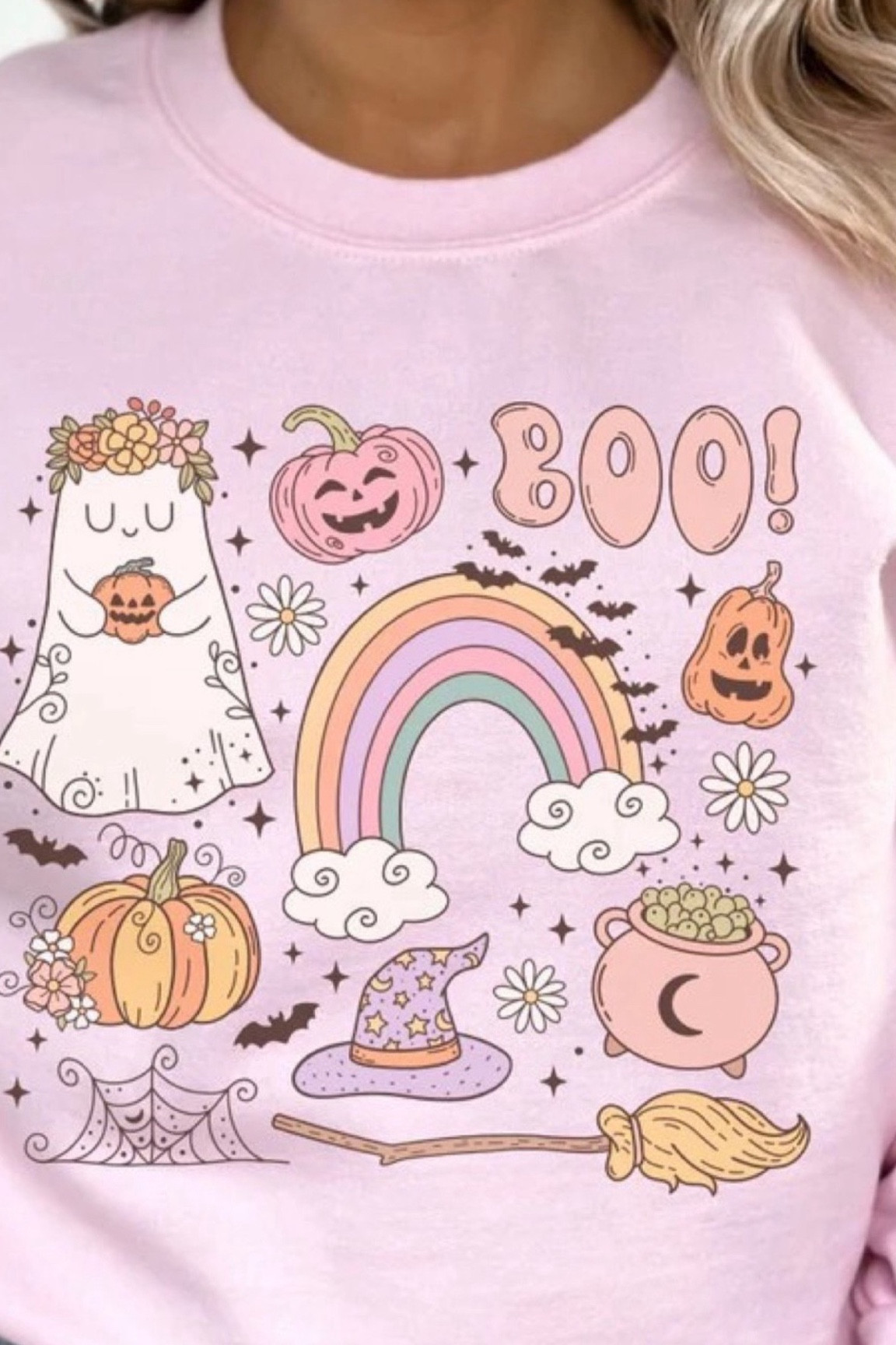 Pink Halloween sweater 
Cute test fall sweaters 

#LTKfindsunder50 
#LTKFindsUnder100 
#LTKsalealert
#LTKstyletip 