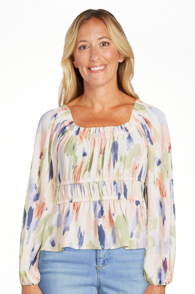 Sofia Jeans by Sofia Vergara Women’s Square Neck Peplum Top with Long Sleeves | Walmart (US)