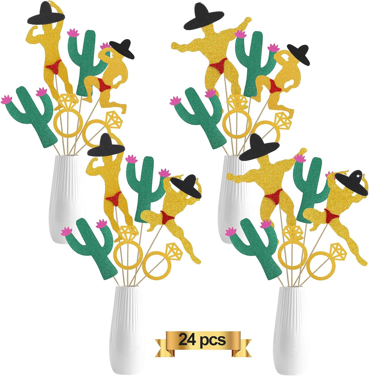 Lnlofen Final Fiesta Bachelorette Party Decorations, 24Pcs Bridal Shower Cactus Man Bridal Ring C... | Amazon (US)