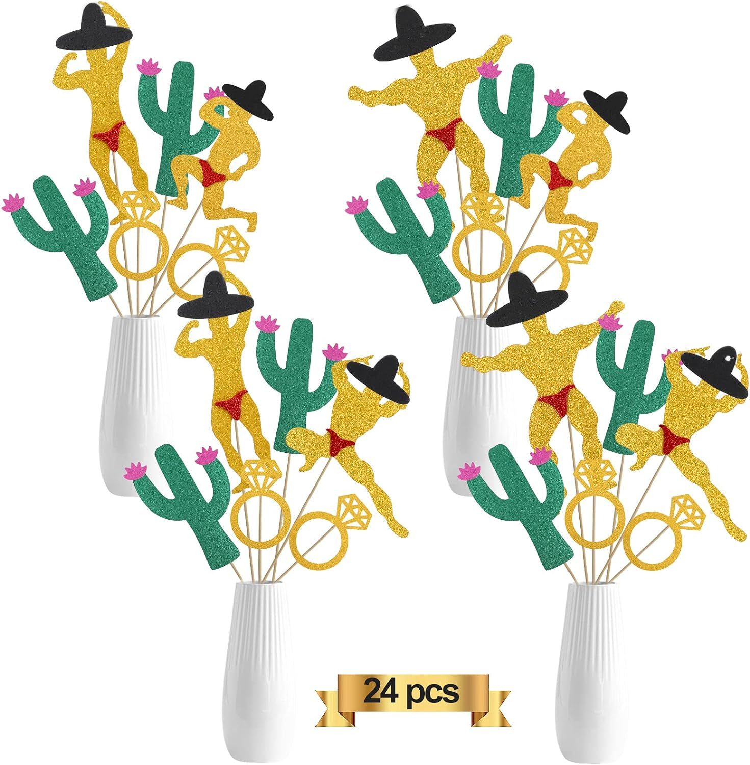 Lnlofen Final Fiesta Bachelorette Party Decorations, 24Pcs Bridal Shower Cactus Man Bridal Ring C... | Amazon (US)