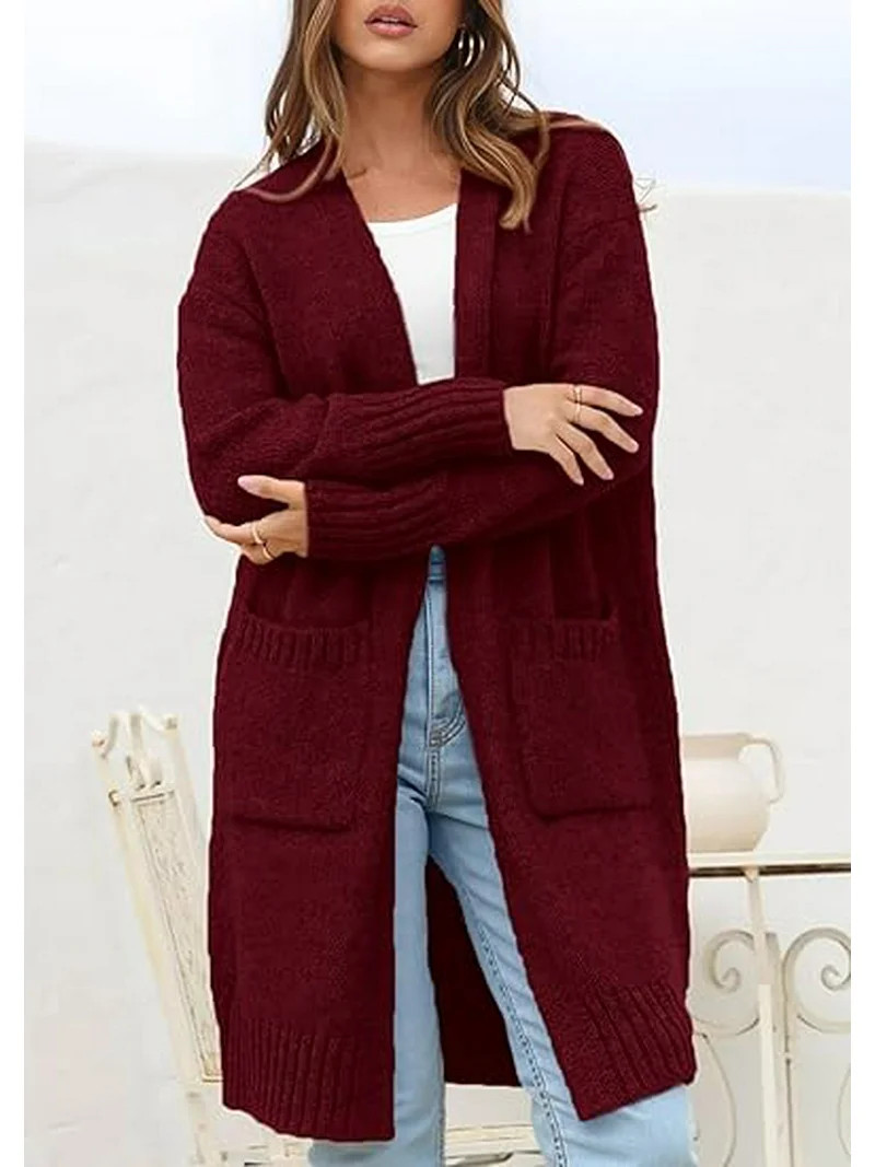 PRETTYGARDEN Fall Long Sleeve Cardigan Sweaters for Women Trendy Winter Open Front Loose Knitted ... | Walmart (US)