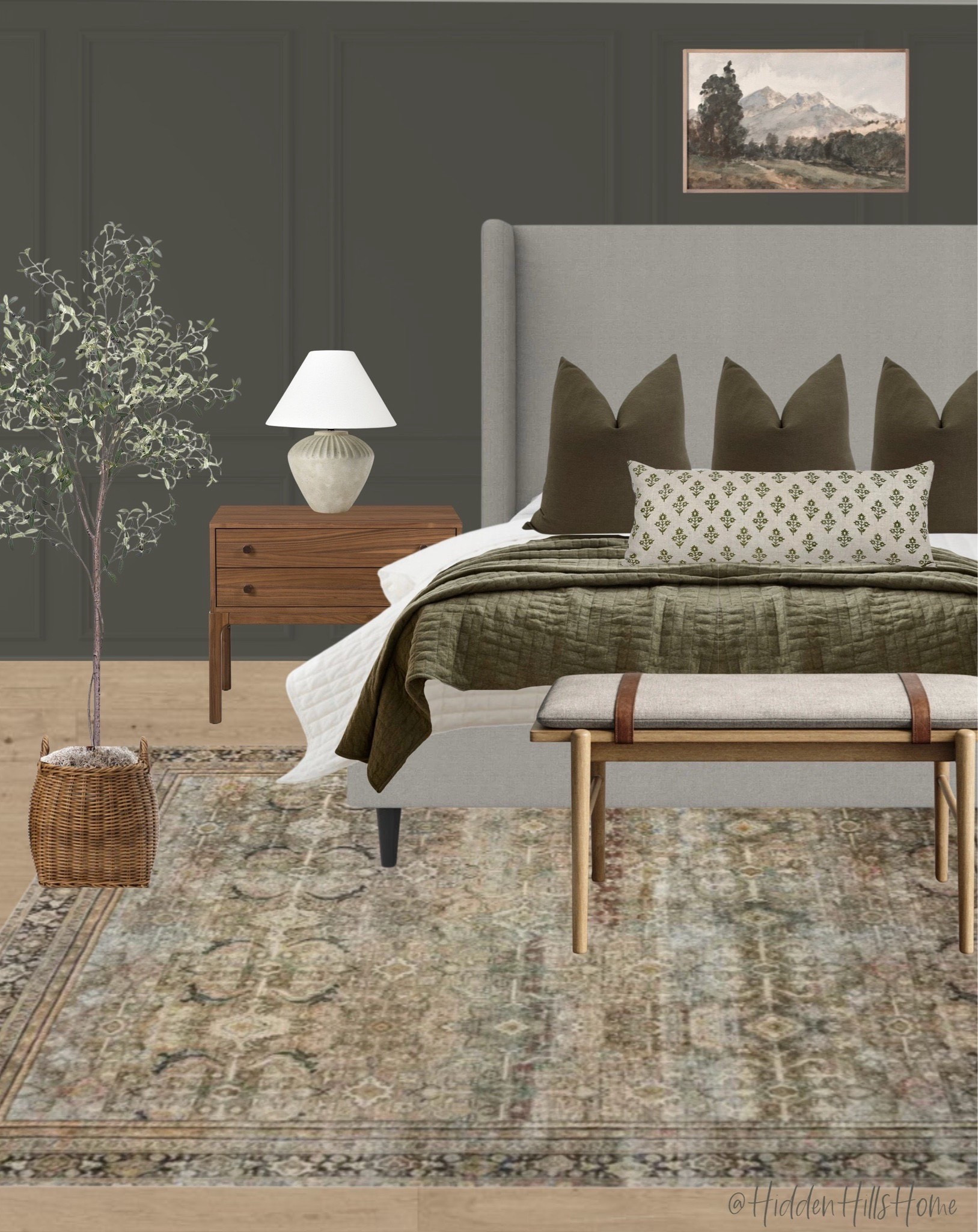 Bedroom Decor, bedroom mood board, bedroom design ideas, master bedroom decor Inspo, bedroom with accent wall, affordable bedroom #bedroom
Wall color is SW Cast Iron

#LTKSaleAlert #LTKHome #LTKSeasonal