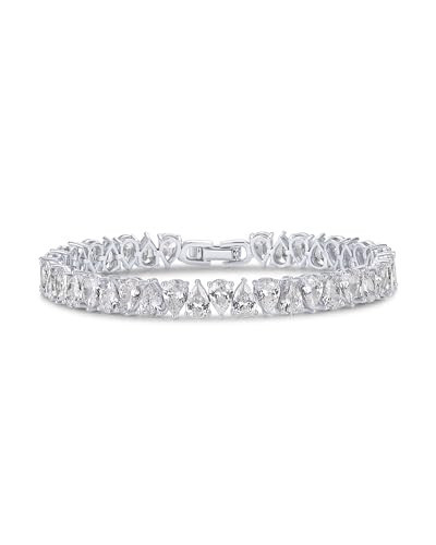 PAVOI Rhodium Plated Tennis Bracelets for Women - Bridal Gold Tennis Bracelet with Pear Cubic Zirconia - Hypoallergenic Trendy CZ Jewelry - Elegant Bridal Wedding Gift | Amazon (US)