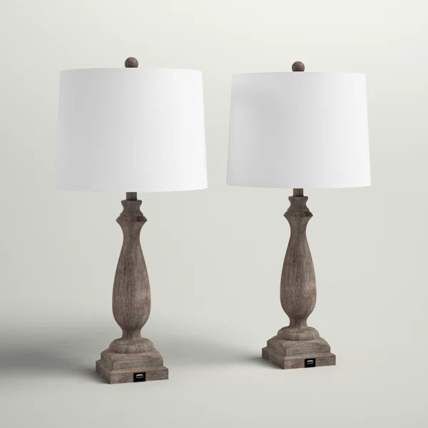 Masonboro 26.5'' Gray Table Lamp Set with USB | Wayfair North America