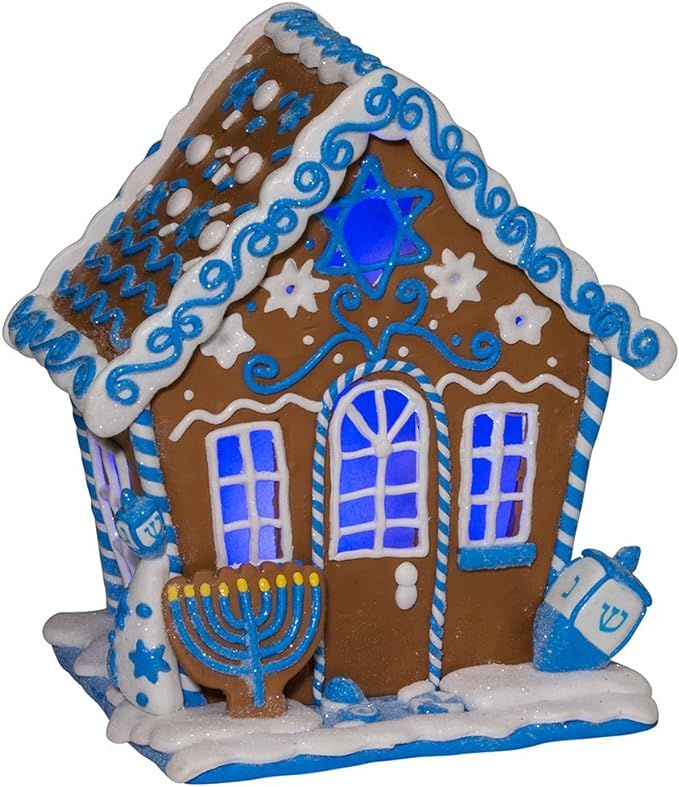 Kurt S. Adler Kurt Adler 7-Inch LED Hanukkah Gingerbread House Tablepiece, Blue | Amazon (US)
