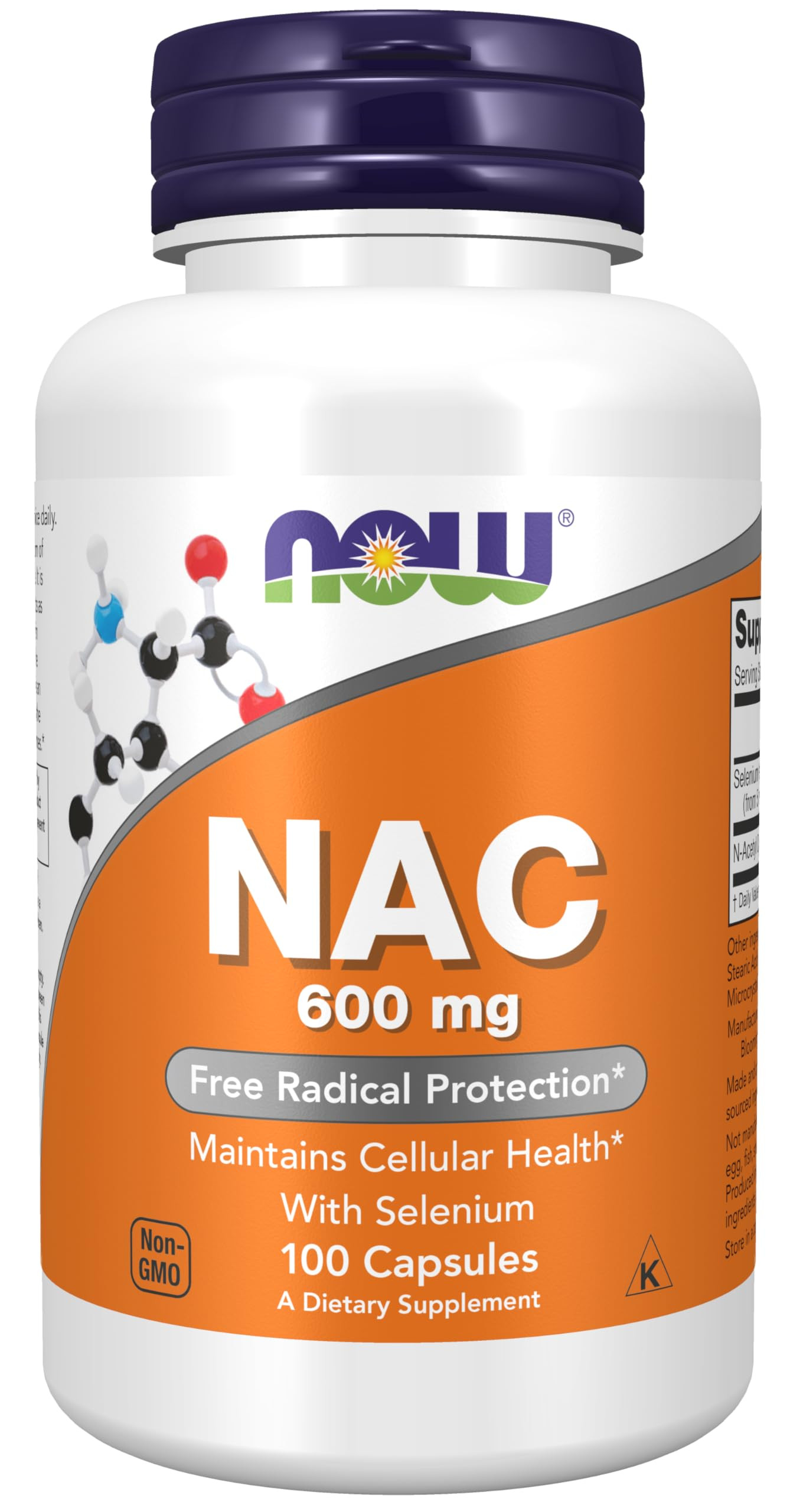 NOW Supplements, NAC (N-Acetyl Cysteine) 600 mg with Selenium 100 Capsules | Amazon (US)