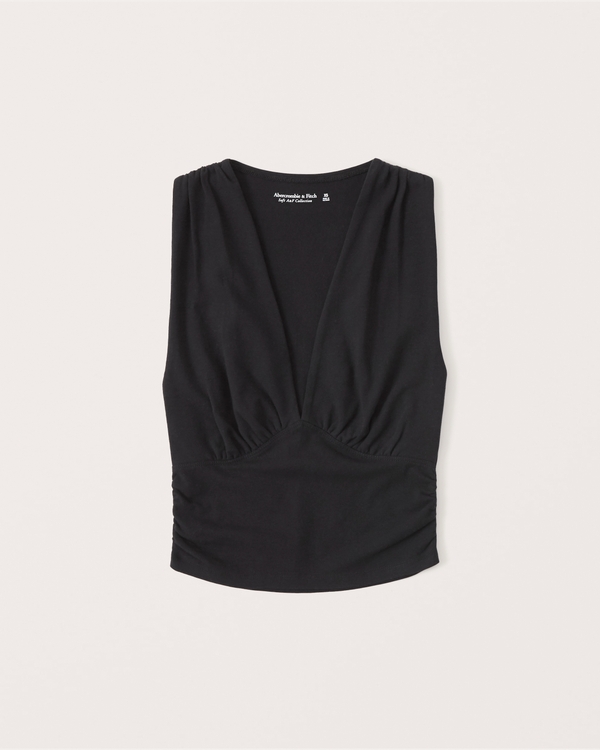 Cotton Seamless Fabric Ruched Top | Abercrombie & Fitch (US)