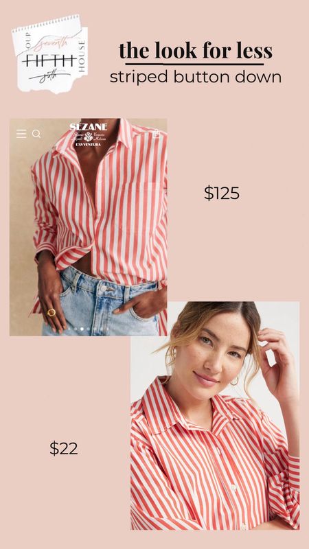 Love me some Sezane - but this look for less is hard to beat!  The quality of this $22 striped button down is so good! 

#LTKfindsunder50