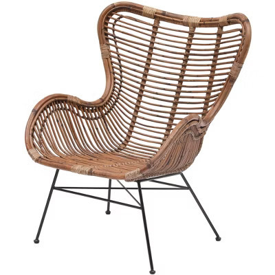 Nordlys Metal and Natural Rattan Armchair Exotic Boho Living Room | Target