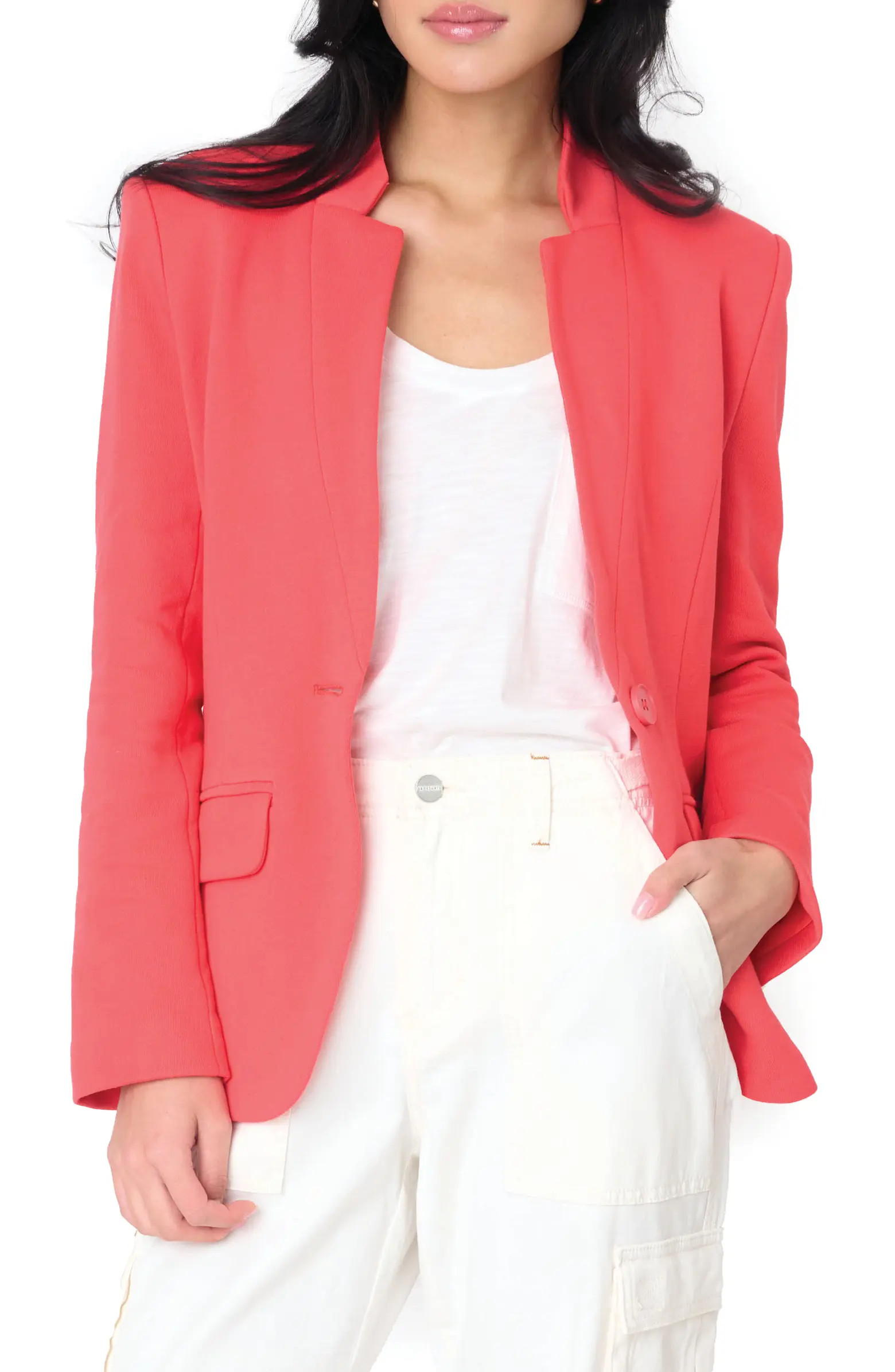 Inverted Notch Collar Cotton Blend Knit Blazer | Nordstrom