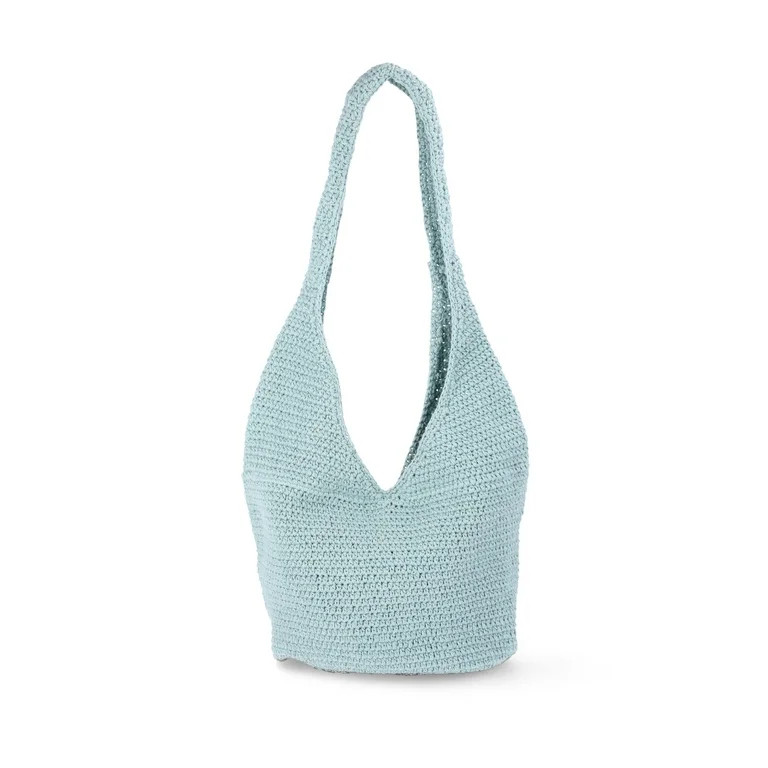 No Boundaries Festival Crochet Hobo Bag, Teal Daisy, Women's | Walmart (US)