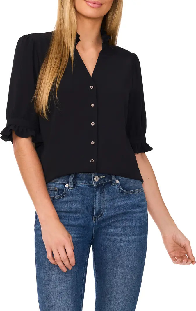 CeCe V-Neck Button-Up Shirt | Nordstrom | Nordstrom