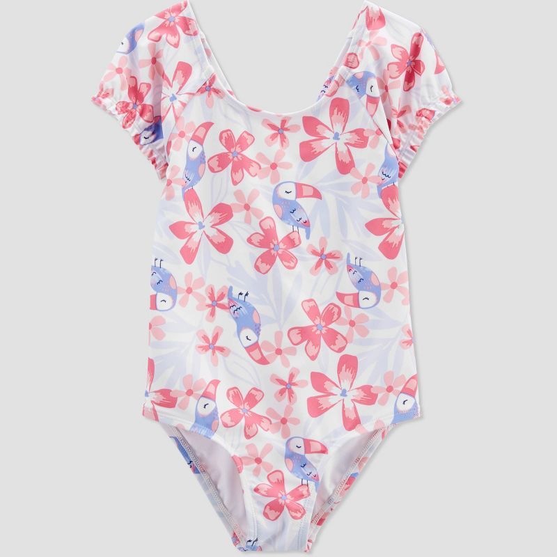 Carter's Just One You® Toddler Girls' Floral One Piece Swimsuit - Pink/White | Target