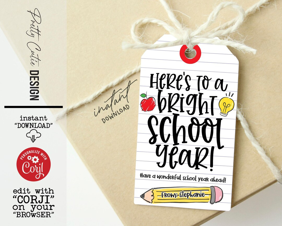 Back to School Gift Tags Here's to a Bright School Year - Etsy | Etsy (US)