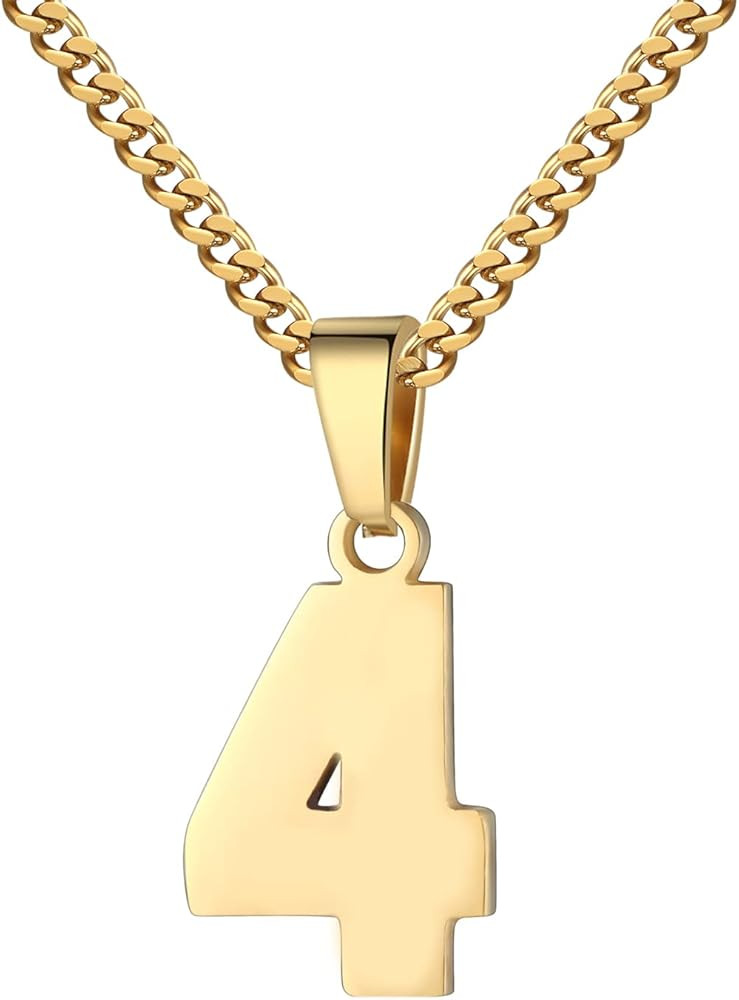 Number Necklace for Boy 0-99 Athletes Jersey Number Necklace Stainless Steel Chain 22+2 inch Pers... | Amazon (US)