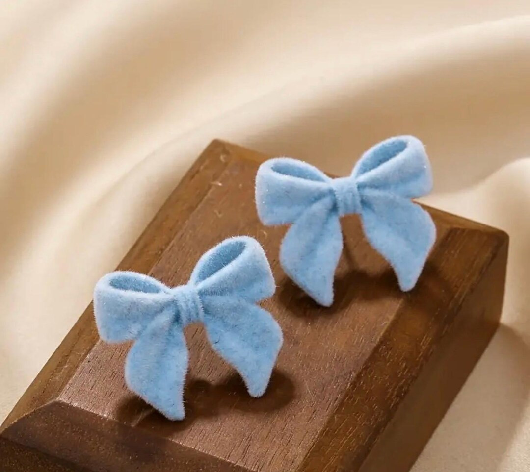 Velvet Statement Earrings/ Velvet Bow Earrings/ Stud Earring/ Dainty Earrings/ Statement Earrings... | Etsy (US)