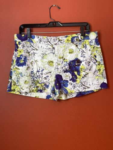 Zara Chino Shorts Women Size Large Stretch Purple & Green Floral Made in Spain  | eBay | eBay US