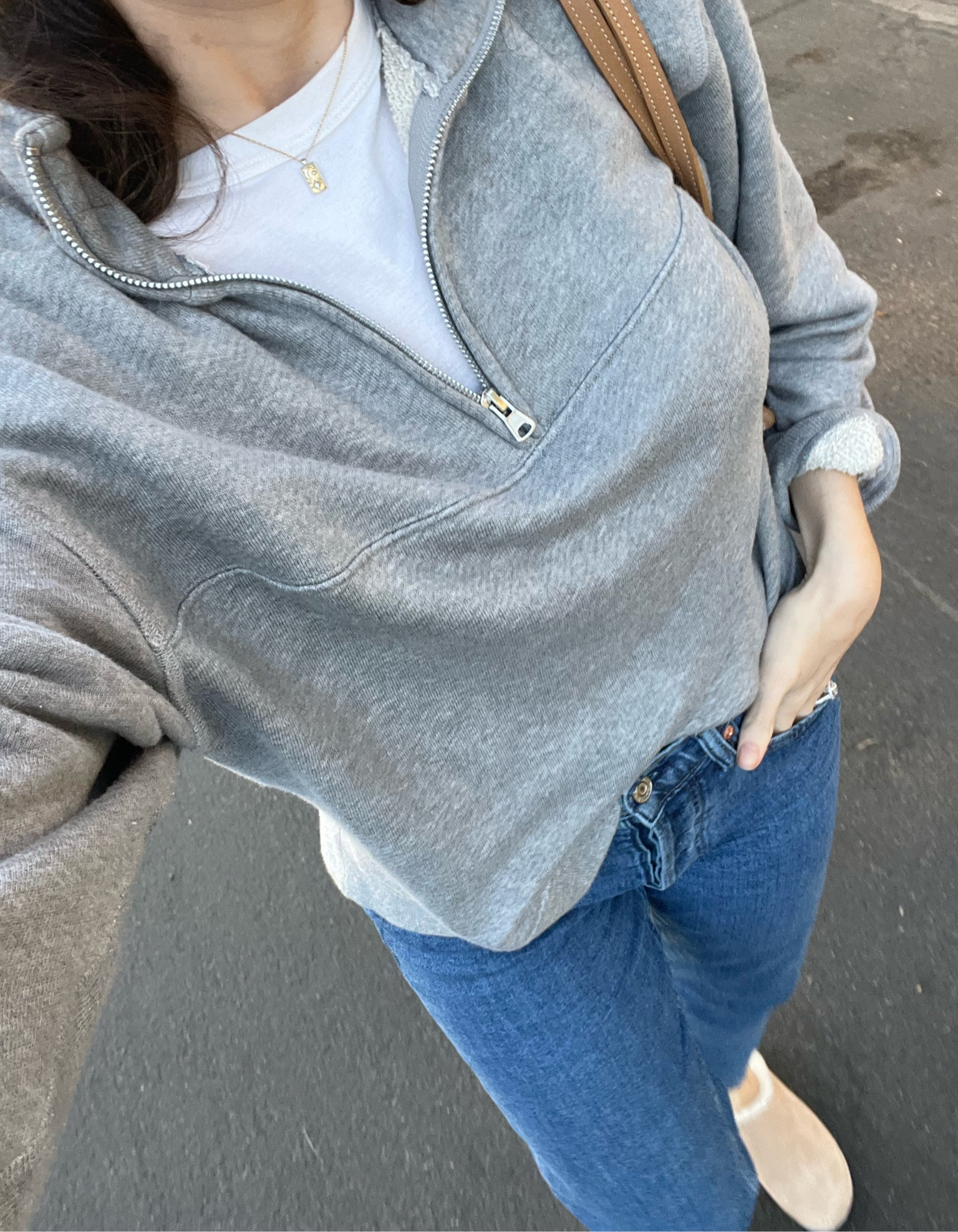 Jenni Kayne half zip sweatshirt (sized up one size to a medium); use code ALYSSA15 for 15% off 