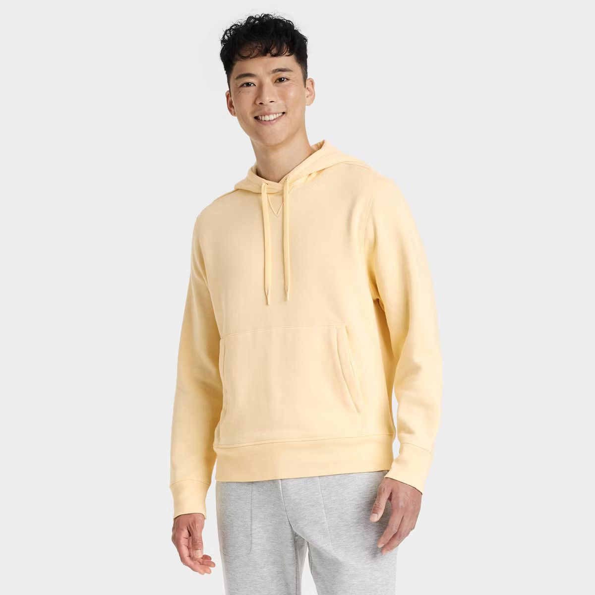 Men's Cotton Fleece Hooded Sweatshirt - All In Motion™ Oatmeal L: Recycled Polyester Lining, Ka... | Target