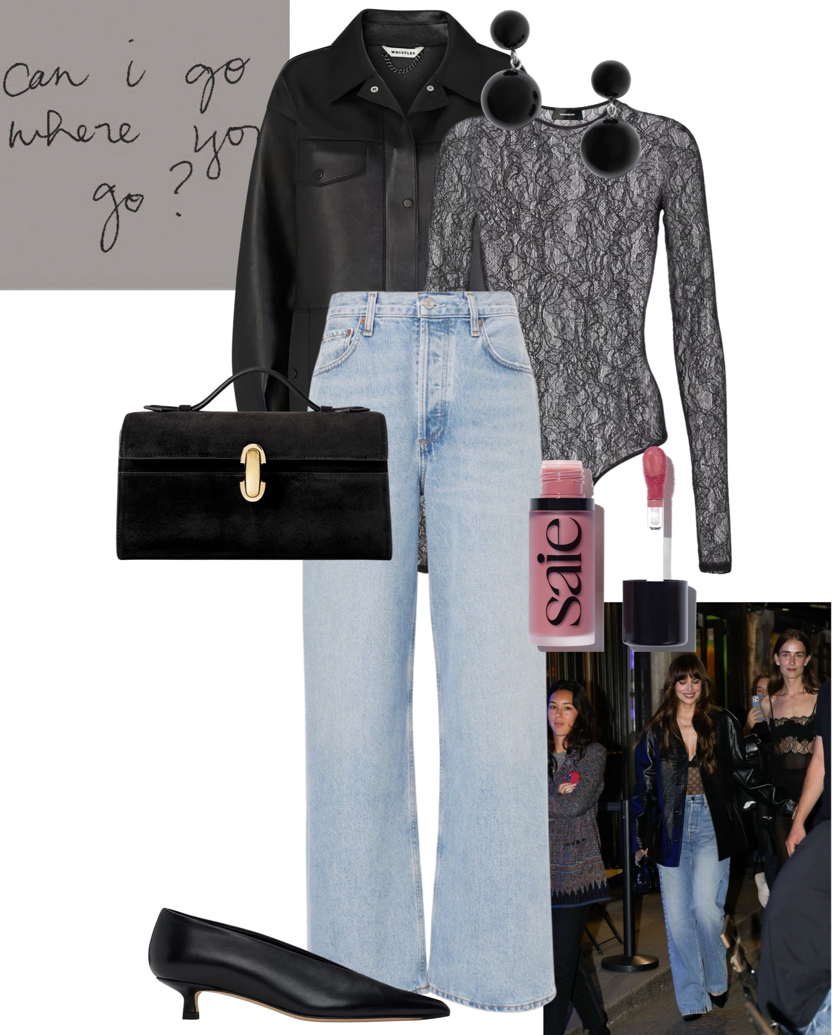 Dakota Johnson Looks
1-5 
Bodysuit | jeans | leather jacket | merit | heel | bag | earrings | lunch | date night | celebrity | makeup 





#LTKuk #LTKdatenight #LTKwinter