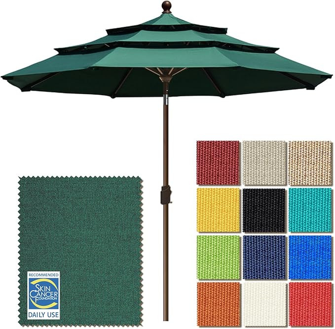 EliteShade USA 10-Year-Non-Fading 9Ft 3 Tiers Market Umbrella Patio Umbrella Outdoor Table Umbrel... | Amazon (US)