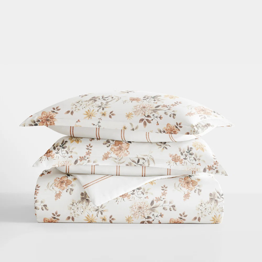 Duvet Cover Set Patterned Microfiber Ultra Soft Bedding in Sunset Garden | Wayfair North America