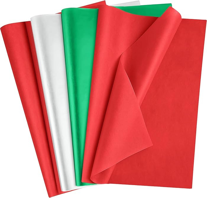 OHOME Christmas Tissue Paper - 100 Sheets Red Green White Wrapping Paper | Christmas Decorations ... | Amazon (US)