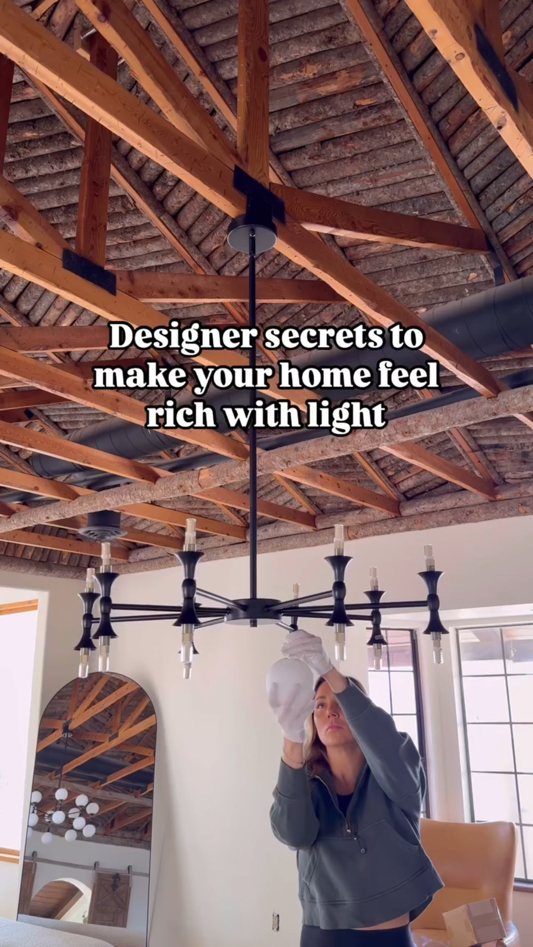 I’ll admit I splurge more than I save in the lighting department. But great lighting is key to creating ambiance in your home. 

These chandeliers were the first layer of lighting I added to the tree branch living room in the hacienda, and I love how they look high-end without costing thousands of dollars.

So here’s my secret… 💡 

Outside of the style of the light, the most important component is held within the light bulbs you choose.

Here’s a little guide for what I put in my home:

1. Lumens. This is your brightness level. We can get into the weeds here about which rooms requires which amount of lumen. But the hack that doesn’t require you to do math is just to put your lights on a smart dimmer switch. That way, you can adjust the brightness level for each space. (I put the ones I used in my Amazon storefront)

2. Color Temperature (Kelvin = Warm vs. Cool Light)
I used 4000k light throughout my home because it is the most neutral white light, not yellow like warm white and not blue like daylight.

3. CRI (Color Rendering Index = How Colors Look Under Light)
This is the secret for art galleries and museums alike so that the color you see is true to life. It’s a scale from 0 to 100, with 100 being the most accurate. The lights you see here are 80, and you’ll want 80 or above so the light looks most like natural sunlight. 

Save this for later when you need a quick reference guide on which lightbulbs to look for.