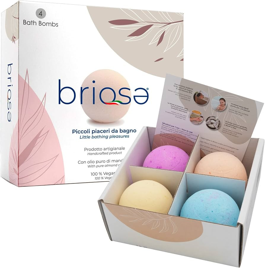 BRIOSE Bombe da Bagno Naturali Made In ITALY - 4 Bath Bombs Profumate Vegane Biologiche Idee Rega... | Amazon (IT)
