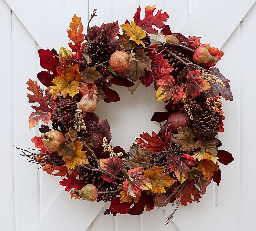 Faux Pomegranate & Pinecone Wreath & Garland | Pottery Barn (US)