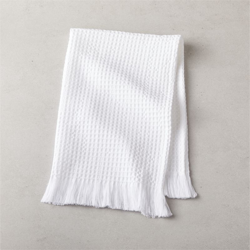 Meilan White Cotton/Bamboo Waffle Hand Towel + Reviews | CB2 | CB2